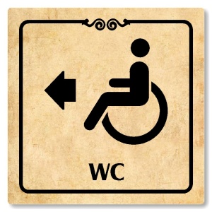 WC invalidé vlevo, 80x80mm, pergamen, Texas